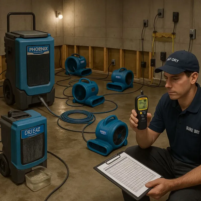 Structural Drying and Dehumidification process in White Island Shores, MA